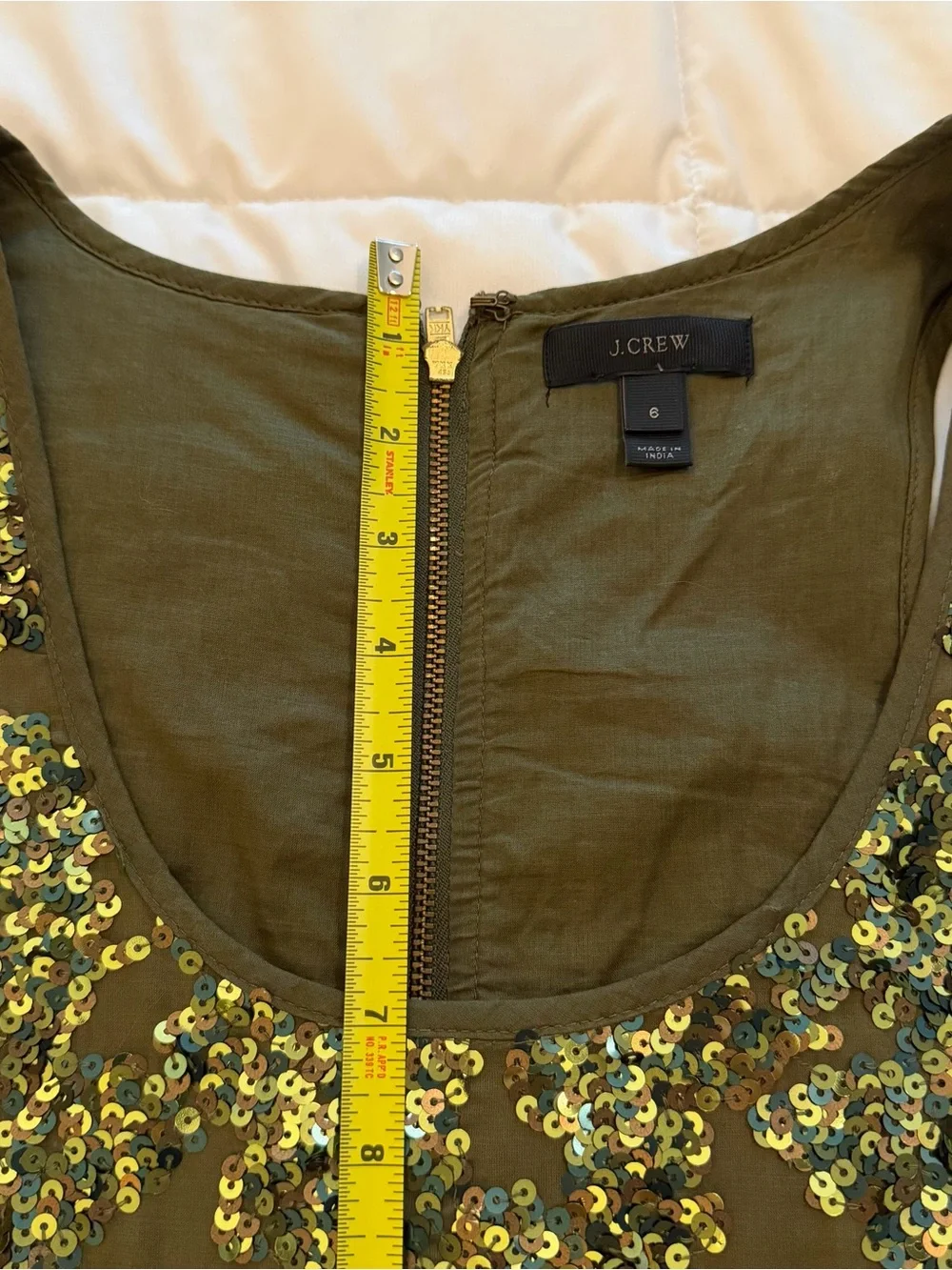 J. Crew Olive Sequin Midi Tank Dress size 6